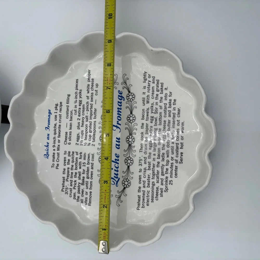 Vtg Quiche au Fromage Pie Plate Tart Pan Fluted Ruffled Edge California Pottey‎